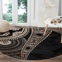 Fiji Traditional Masi Round Carpet Tapa Art Palm Leaves Pattern LT03 - Polynesian Pride