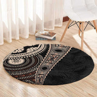 Fiji Traditional Masi Round Carpet Tapa Art Palm Leaves Pattern LT03 - Polynesian Pride