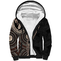 Fiji Traditional Masi Sherpa Hoodie Tapa Art Palm Leaves Pattern LT03 Unisex Brown - Polynesian Pride