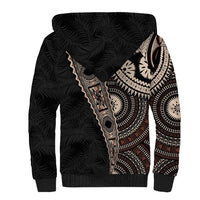 Fiji Traditional Masi Sherpa Hoodie Tapa Art Palm Leaves Pattern LT03 - Polynesian Pride