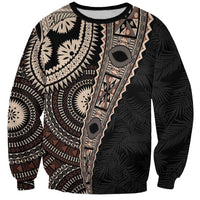 Fiji Traditional Masi Sweatshirt Tapa Art Palm Leaves Pattern LT03 Unisex Brown - Polynesian Pride