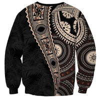 Fiji Traditional Masi Sweatshirt Tapa Art Palm Leaves Pattern LT03 - Polynesian Pride