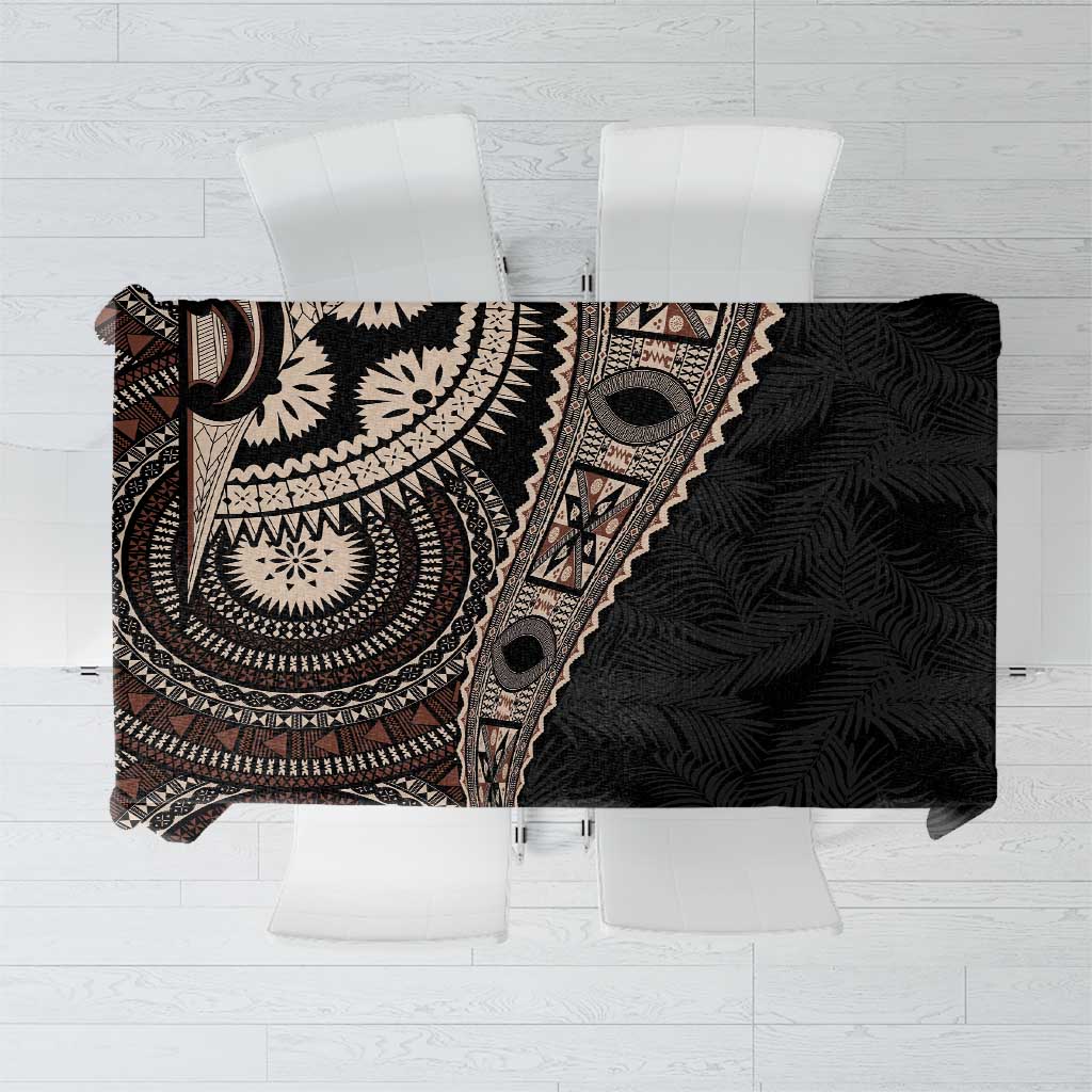 Fiji Traditional Masi Tablecloth Tapa Art Palm Leaves Pattern LT03 Brown - Polynesian Pride