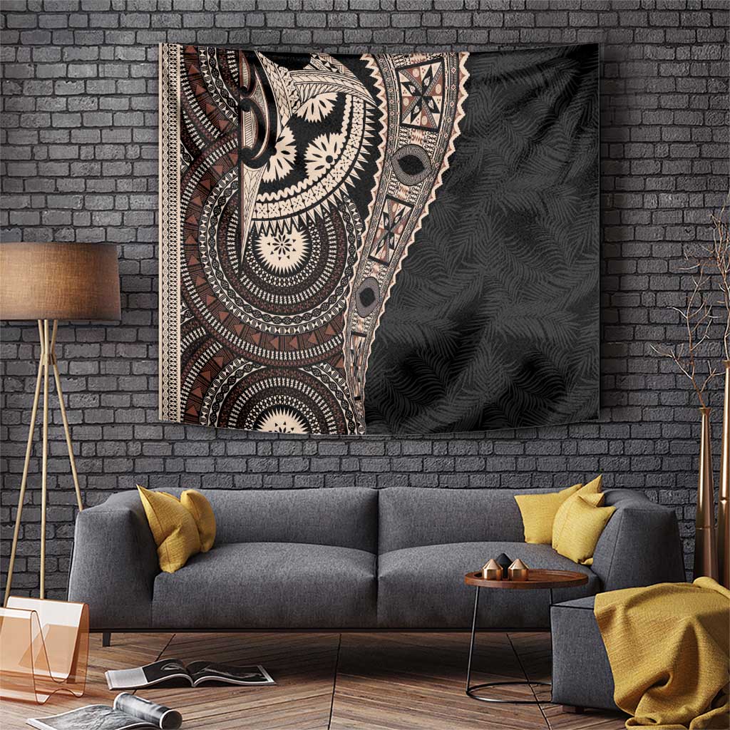 Fiji Traditional Masi Tapestry Tapa Art Palm Leaves Pattern LT03 Brown - Polynesian Pride
