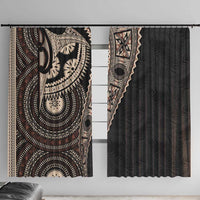 Fiji Traditional Masi Window Curtain Tapa Art Palm Leaves Pattern LT03 With Hooks Brown - Polynesian Pride