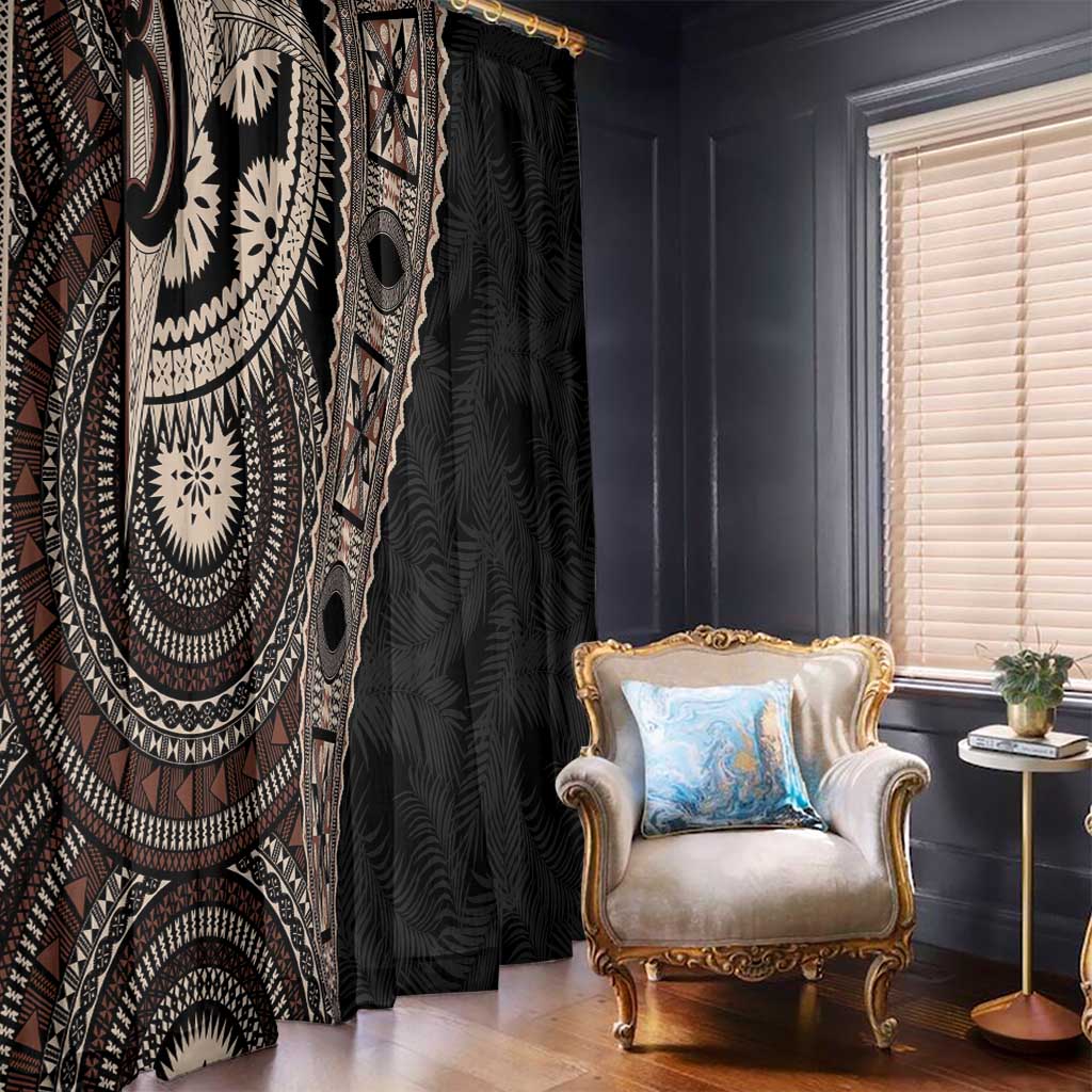 Fiji Traditional Masi Window Curtain Tapa Art Palm Leaves Pattern LT03 - Polynesian Pride