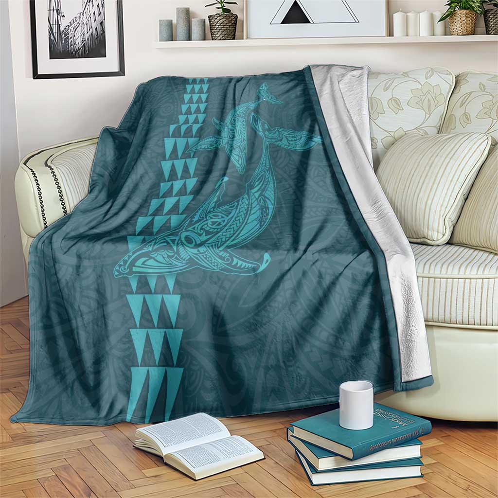 Aloha Hawaii Whale Kakau and Polynesian Tattoo Blanket Turquoise Color LT03 Turquoise - Polynesian Pride