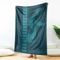 Aloha Hawaii Whale Kakau and Polynesian Tattoo Blanket Turquoise Color LT03 - Polynesian Pride
