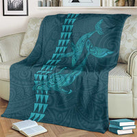 Aloha Hawaii Whale Kakau and Polynesian Tattoo Blanket Turquoise Color LT03 - Polynesian Pride