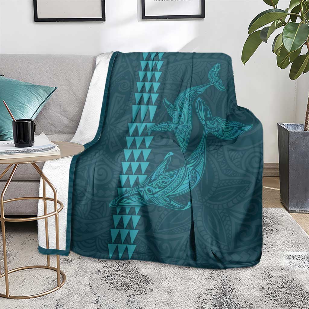 Aloha Hawaii Whale Kakau and Polynesian Tattoo Blanket Turquoise Color LT03 - Polynesian Pride
