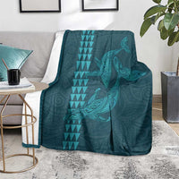 Aloha Hawaii Whale Kakau and Polynesian Tattoo Blanket Turquoise Color LT03 - Polynesian Pride