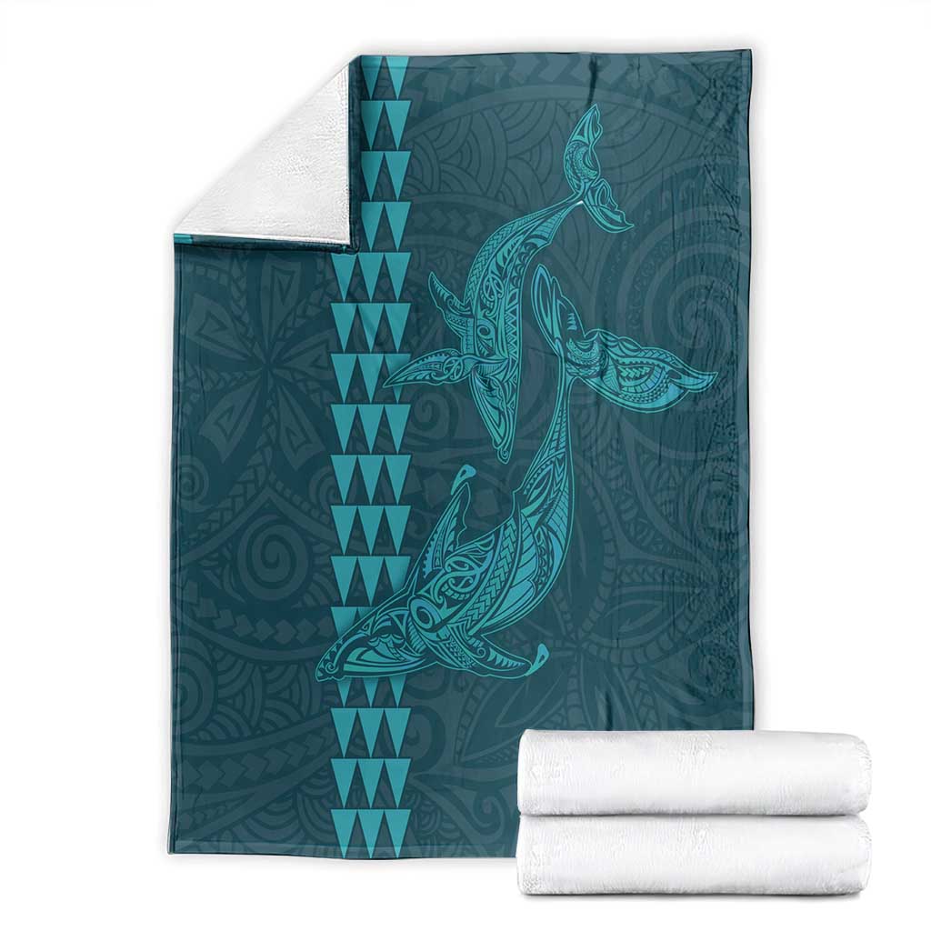 Aloha Hawaii Whale Kakau and Polynesian Tattoo Blanket Turquoise Color LT03 - Polynesian Pride