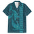 Aloha Hawaii Whale Kakau and Polynesian Tattoo Family Matching Long Sleeve Bodycon Dress and Hawaiian Shirt Turquoise Color