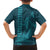 Aloha Hawaii Whale Kakau and Polynesian Tattoo Family Matching Puletasi and Hawaiian Shirt Turquoise Color