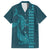 Aloha Hawaii Whale Kakau and Polynesian Tattoo Family Matching Short Sleeve Bodycon Dress and Hawaiian Shirt Turquoise Color