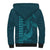 Aloha Hawaii Whale Kakau and Polynesian Tattoo Sherpa Hoodie Turquoise Color