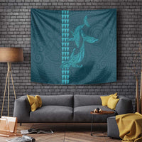 Aloha Hawaii Whale Kakau and Polynesian Tattoo Tapestry Turquoise Color LT03 - Polynesian Pride