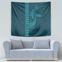 Aloha Hawaii Whale Kakau and Polynesian Tattoo Tapestry Turquoise Color LT03 - Polynesian Pride