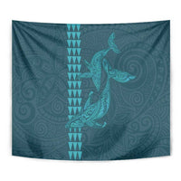 Aloha Hawaii Whale Kakau and Polynesian Tattoo Tapestry Turquoise Color LT03 - Polynesian Pride