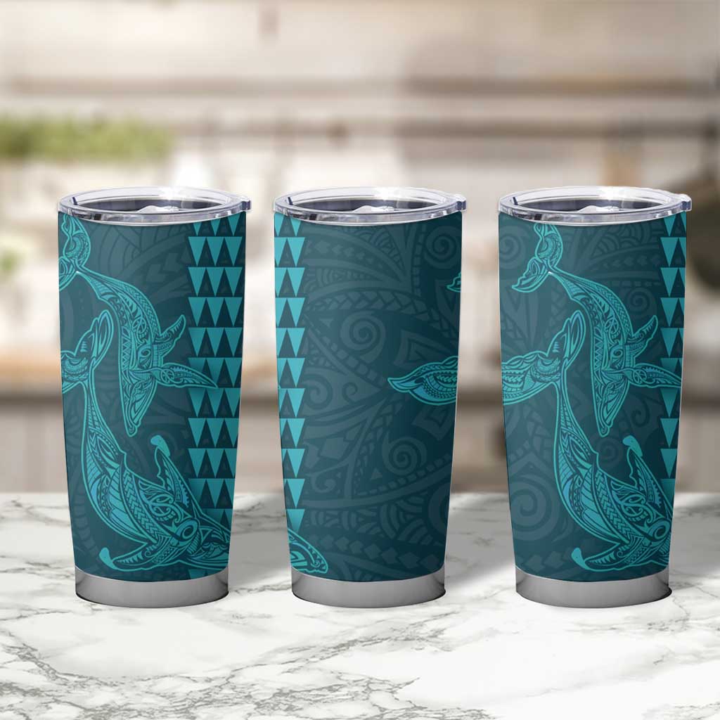 Aloha Hawaii Whale Kakau and Polynesian Tattoo Tumbler Cup Turquoise Color LT03 - Polynesian Pride