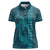 Aloha Hawaii Whale Kakau and Polynesian Tattoo Women Polo Shirt Turquoise Color