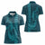 Aloha Hawaii Whale Kakau and Polynesian Tattoo Women Polo Shirt Turquoise Color