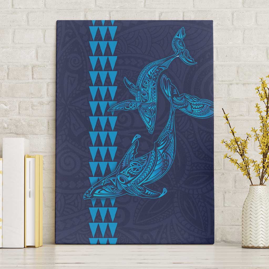 Aloha Hawaii Whale Kakau and Polynesian Tattoo Canvas Wall Art Dark Navy Color LT03 Without Frame Dark Navy - Polynesian Pride