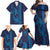 Aloha Hawaii Whale Kakau and Polynesian Tattoo Family Matching Off Shoulder Maxi Dress and Hawaiian Shirt Dark Navy Color