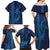 Aloha Hawaii Whale Kakau and Polynesian Tattoo Family Matching Off Shoulder Maxi Dress and Hawaiian Shirt Dark Navy Color