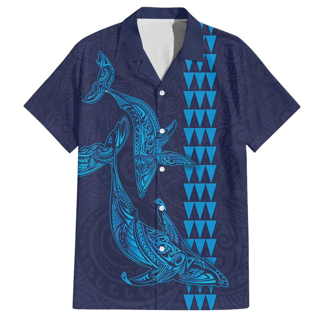 Aloha Hawaii Whale Kakau and Polynesian Tattoo Hawaiian Shirt Dark Navy Color LT03 Dark Navy - Polynesian Pride