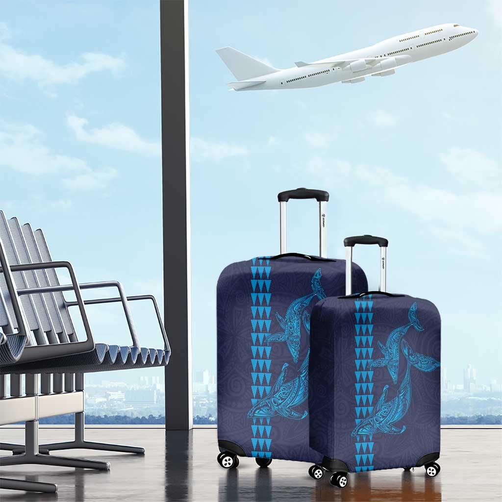 Aloha Hawaii Whale Kakau and Polynesian Tattoo Luggage Cover Dark Navy Color LT03 - Polynesian Pride