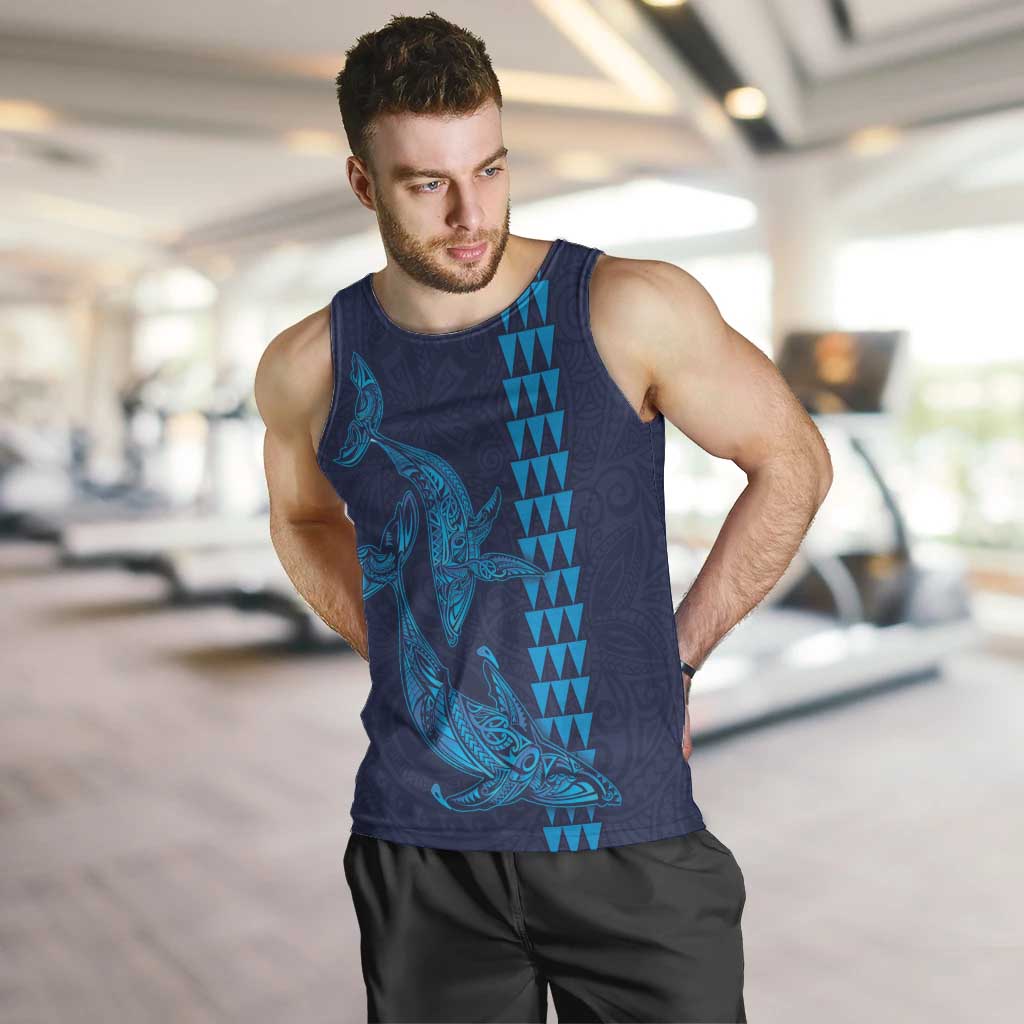 Aloha Hawaii Whale Kakau and Polynesian Tattoo Men Tank Top Dark Navy Color LT03 Dark Navy - Polynesian Pride