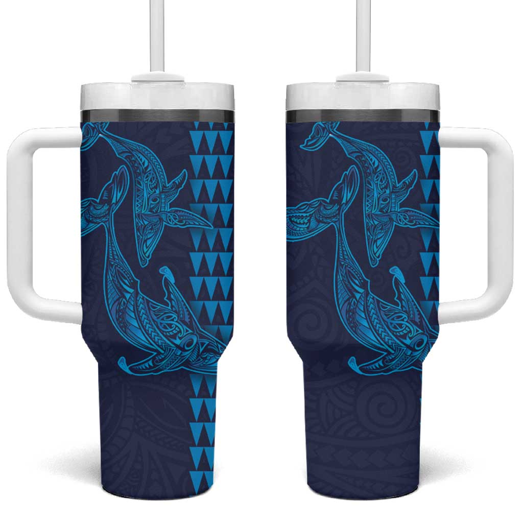 Aloha Hawaii Whale Kakau and Polynesian Tattoo Tumbler With Handle Dark Navy Color LT03 One Size: 40 oz Dark Navy - Polynesian Pride
