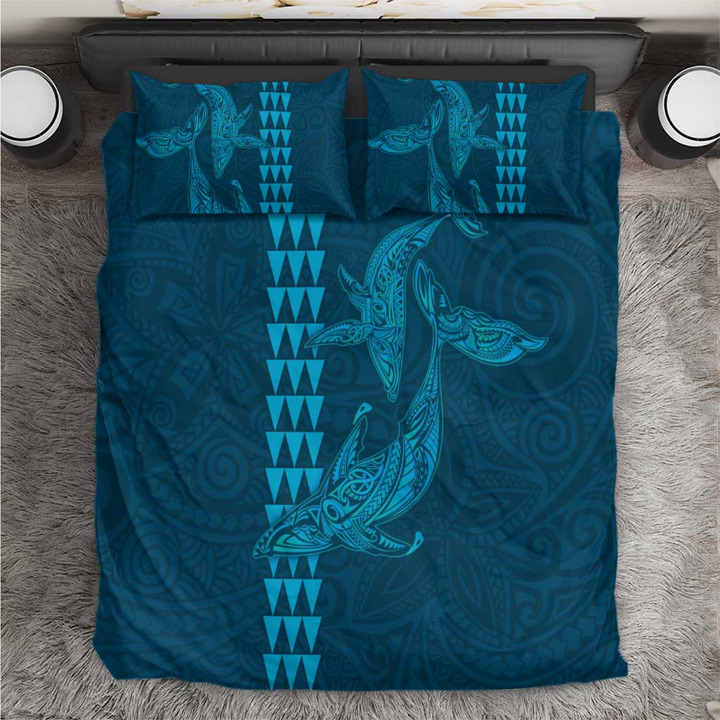 Aloha Hawaii Whale Kakau and Polynesian Tattoo Bedding Set Light Blue Color LT03 Light Blue - Polynesian Pride