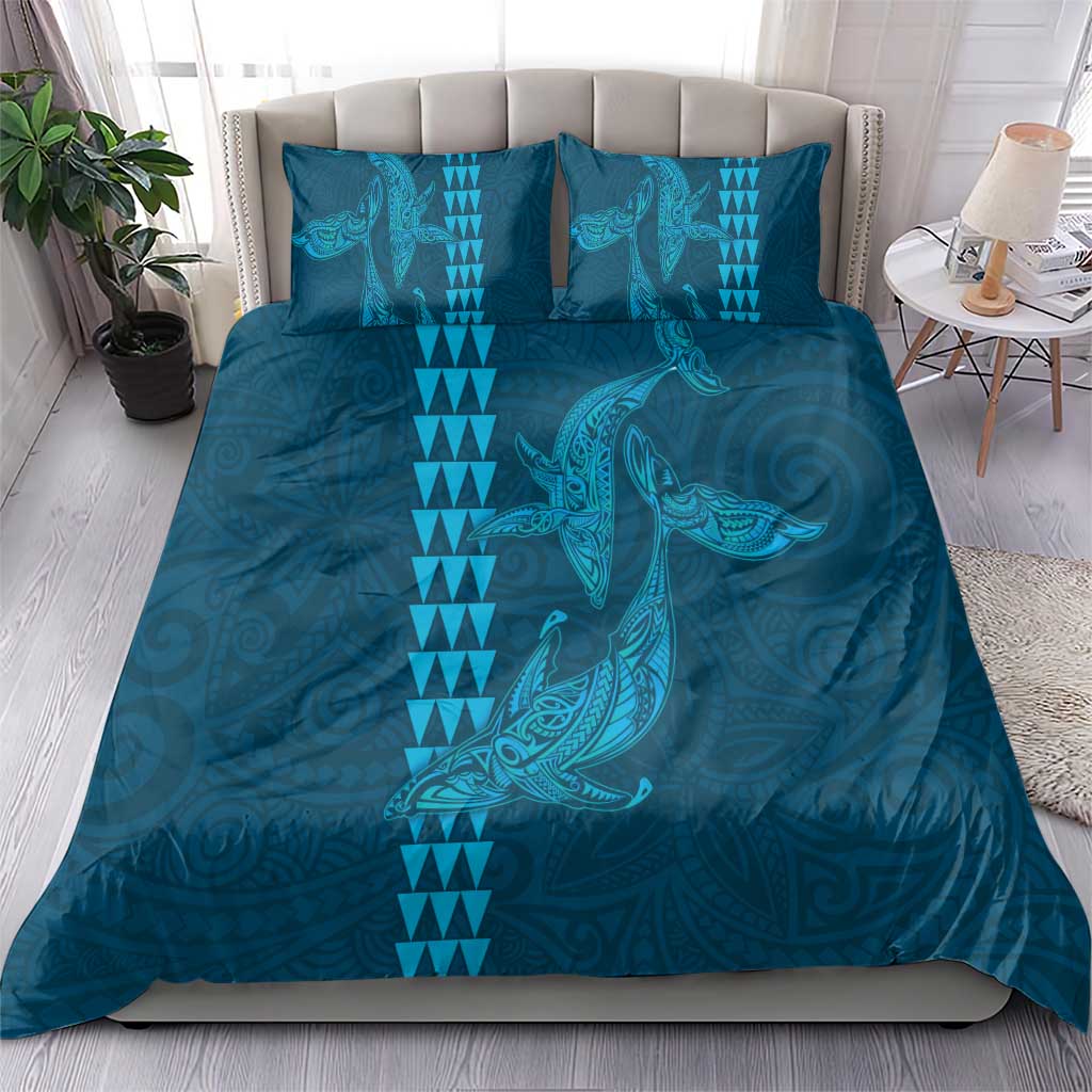 Aloha Hawaii Whale Kakau and Polynesian Tattoo Bedding Set Light Blue Color LT03 - Polynesian Pride