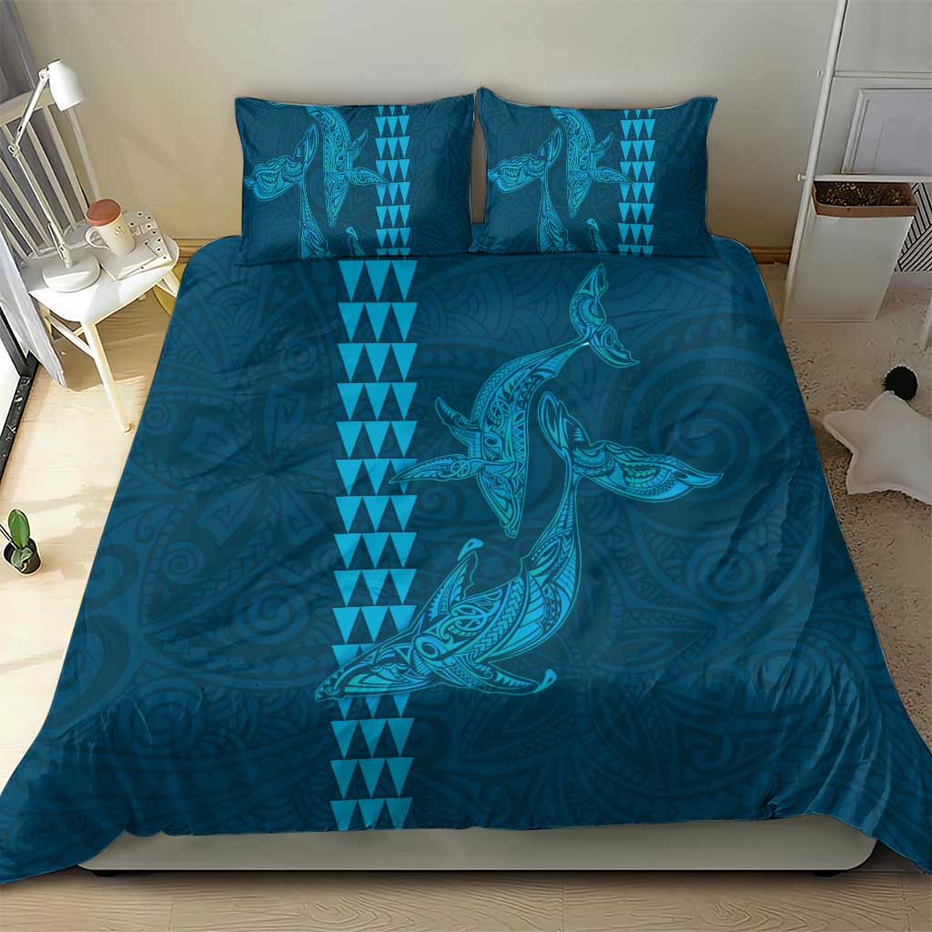 Aloha Hawaii Whale Kakau and Polynesian Tattoo Bedding Set Light Blue Color LT03 - Polynesian Pride