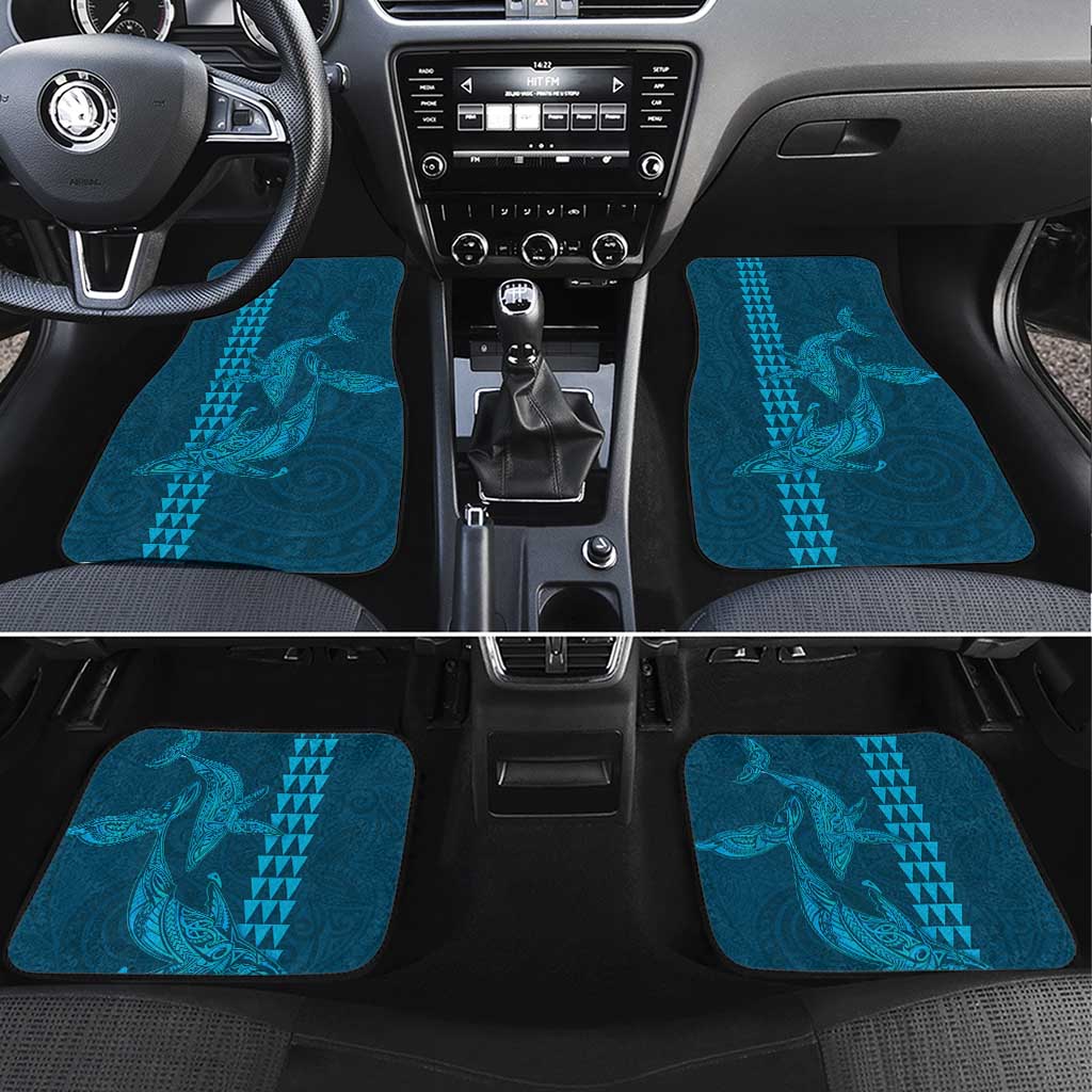 Aloha Hawaii Whale Kakau and Polynesian Tattoo Car Mats Light Blue Color LT03 Set 4pcs Light Blue - Polynesian Pride