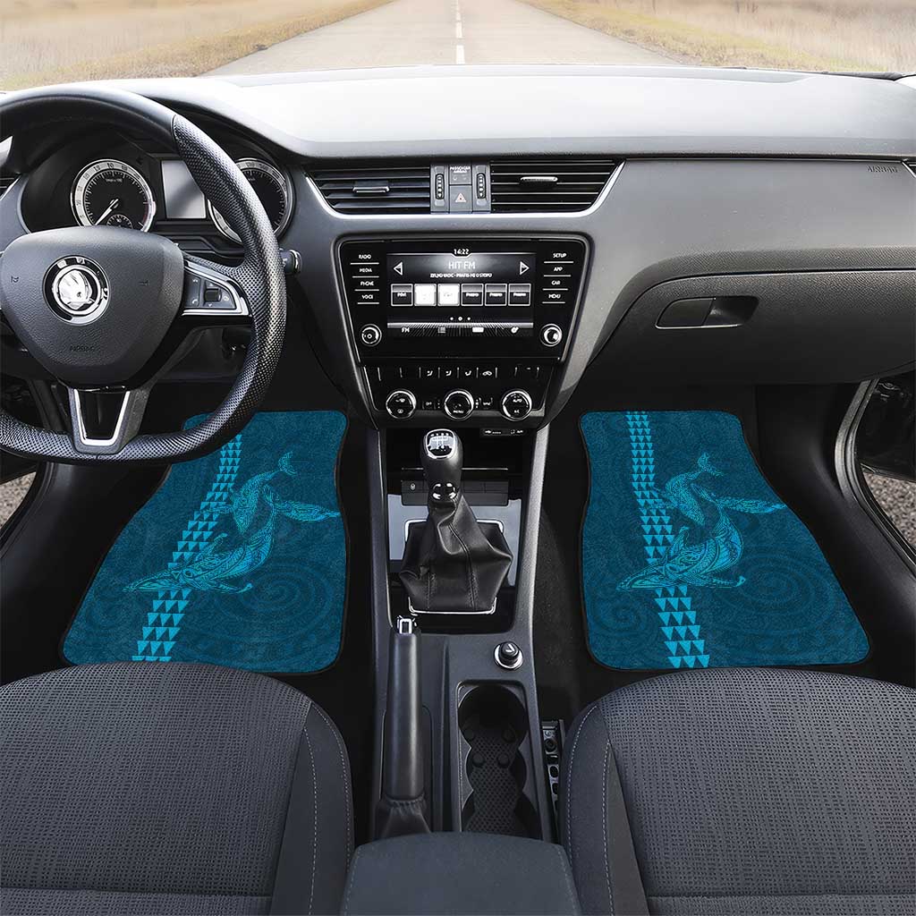 Aloha Hawaii Whale Kakau and Polynesian Tattoo Car Mats Light Blue Color LT03 Set 2pcs - Front Light Blue - Polynesian Pride