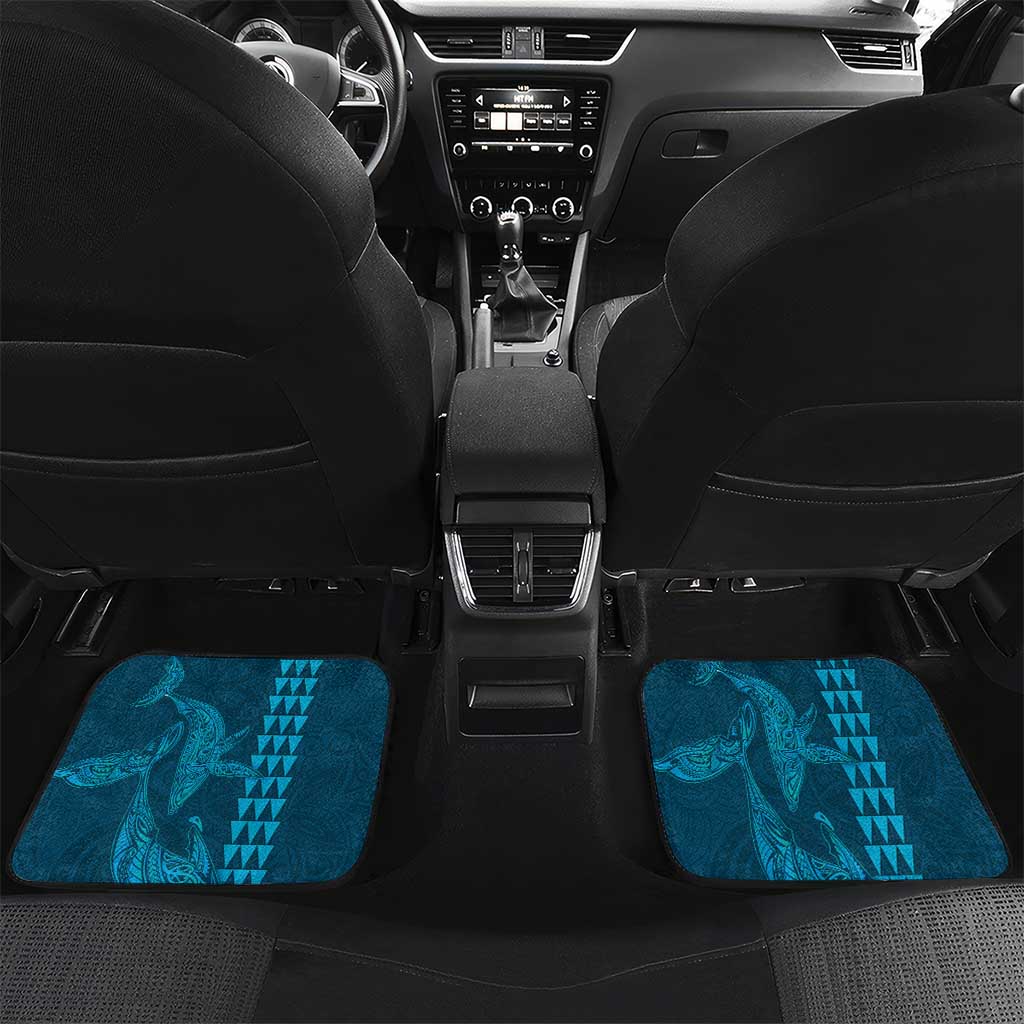 Aloha Hawaii Whale Kakau and Polynesian Tattoo Car Mats Light Blue Color LT03 Set 2pcs - Back Light Blue - Polynesian Pride