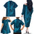 Aloha Hawaii Whale Kakau and Polynesian Tattoo Family Matching Off The Shoulder Long Sleeve Dress and Hawaiian Shirt Light Blue Color