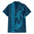 Aloha Hawaii Whale Kakau and Polynesian Tattoo Family Matching Off Shoulder Short Dress and Hawaiian Shirt Light Blue Color