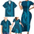 Aloha Hawaii Whale Kakau and Polynesian Tattoo Family Matching Short Sleeve Bodycon Dress and Hawaiian Shirt Light Blue Color