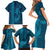 Aloha Hawaii Whale Kakau and Polynesian Tattoo Family Matching Short Sleeve Bodycon Dress and Hawaiian Shirt Light Blue Color