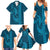 Aloha Hawaii Whale Kakau and Polynesian Tattoo Family Matching Summer Maxi Dress and Hawaiian Shirt Light Blue Color