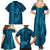 Aloha Hawaii Whale Kakau and Polynesian Tattoo Family Matching Summer Maxi Dress and Hawaiian Shirt Light Blue Color