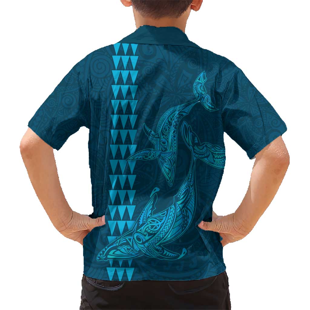 Aloha Hawaii Whale Kakau and Polynesian Tattoo Kid Hawaiian Shirt Light Blue Color LT03 - Polynesian Pride