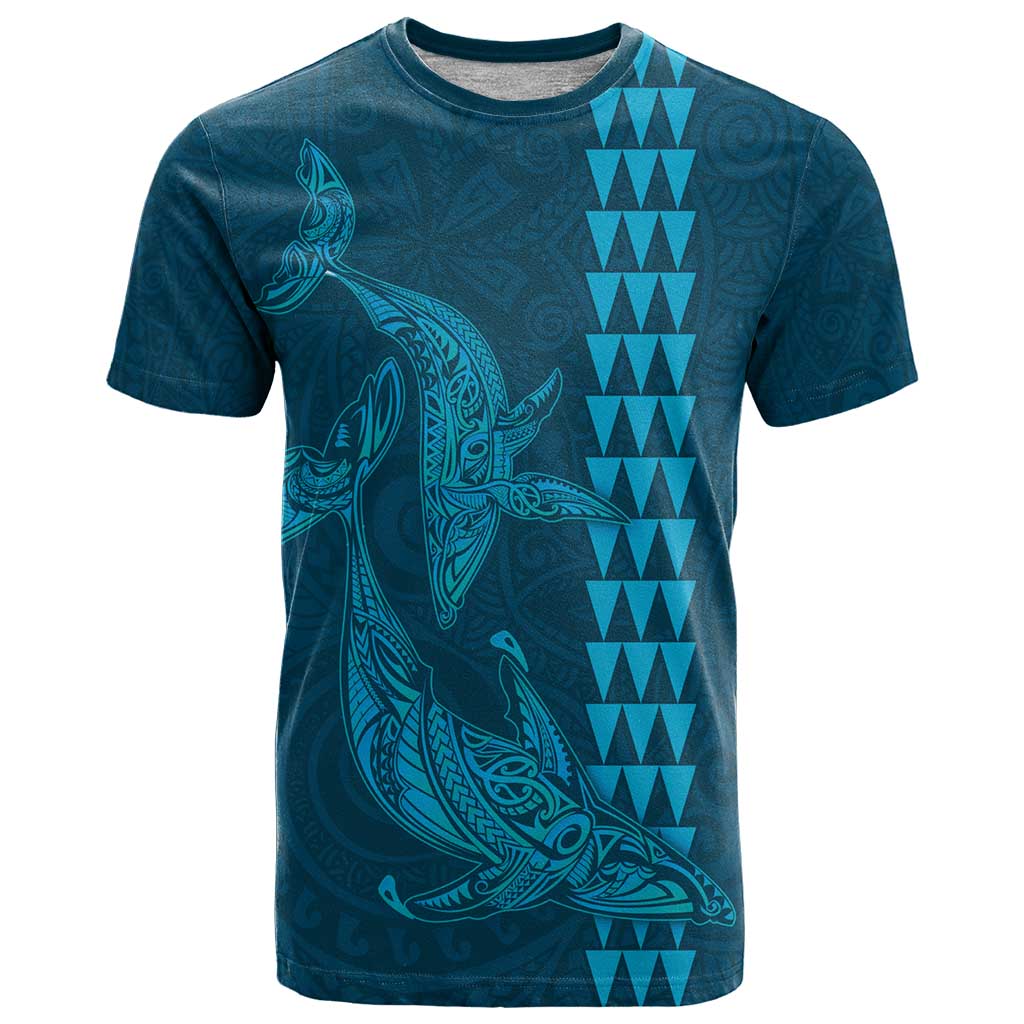 Aloha Hawaii Whale Kakau and Polynesian Tattoo T Shirt Light Blue Color LT03 Light Blue - Polynesian Pride