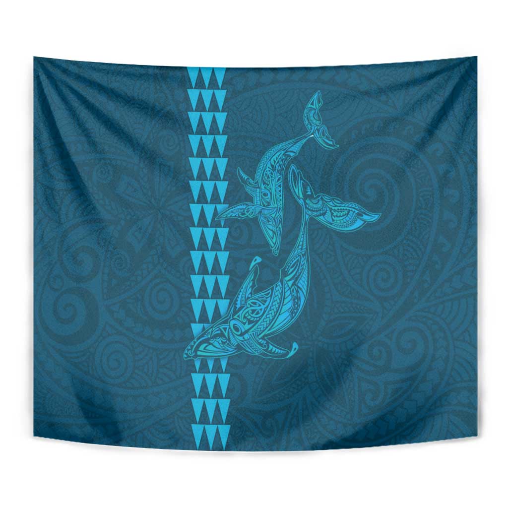 Aloha Hawaii Whale Kakau and Polynesian Tattoo Tapestry Light Blue Color LT03 - Polynesian Pride