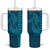 Aloha Hawaii Whale Kakau and Polynesian Tattoo Tumbler With Handle Light Blue Color