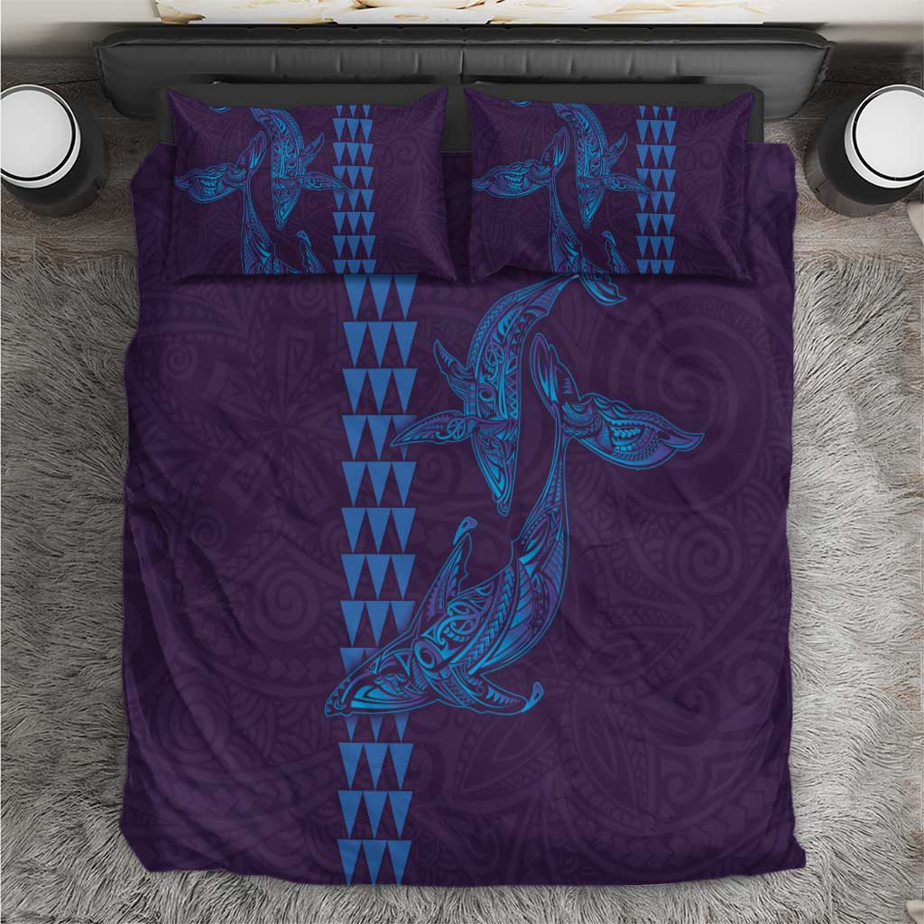 Aloha Hawaii Whale Kakau and Polynesian Tattoo Bedding Set Purple Color LT03 Purple - Polynesian Pride